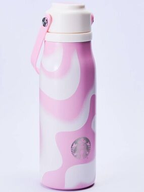 New Starbucks 2026 Pink vibes collection Swirl Stainless Bottle with Strap